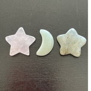 Rose Quartz, Labradorite & Green Aventurine Crystal Moon & Star Set